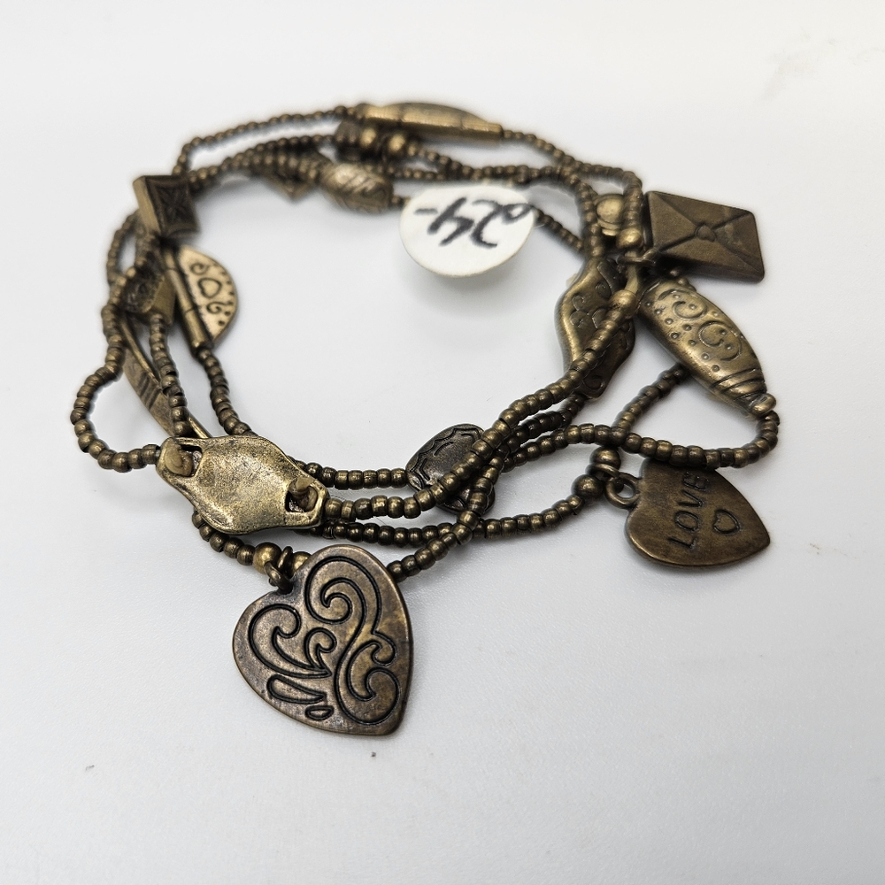 Brass Multi-Strand Charm Bracelet